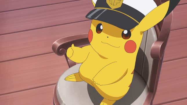 Captain Pikachu gives a thumbs up.